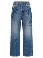 Embroidered Denim Pants