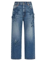 Embroidered Denim Pants