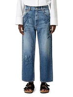 Embroidered Denim Pants