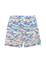 Little Boy's & Retro Scenic Swim Shorts