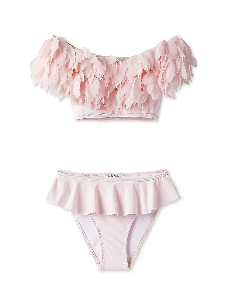 Little Girl's & Petal Draped 2-Piece Bikini