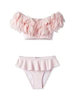 Little Girl's & Petal Draped 2-Piece Bikini