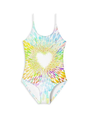 Little Girl's & Sparkling Splash One-Piece Swimsuit