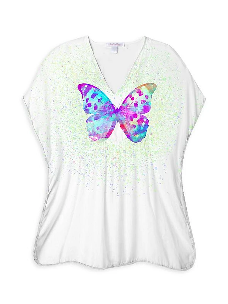 Little Girl's & Girl's Butterfly Mint Splash Cover-Up