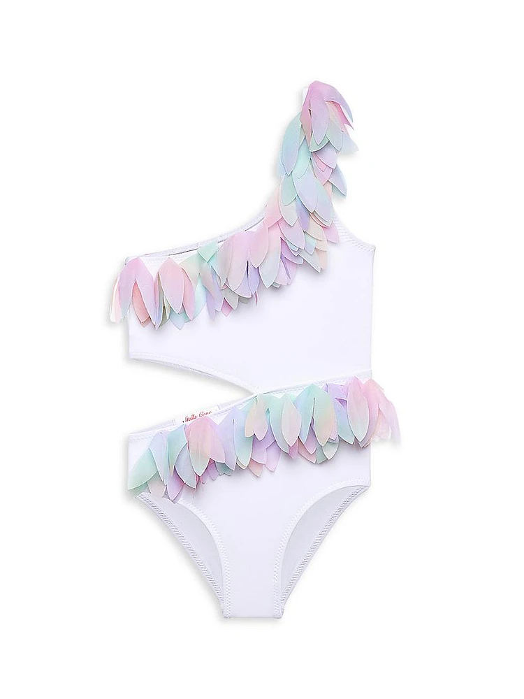 Little Girl's & Side-Cut Unicorn Petals One-Piece Swimsuit