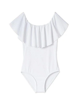 Little Girl's & Girl's Ruffle-Neck One-Piece Swimsuit