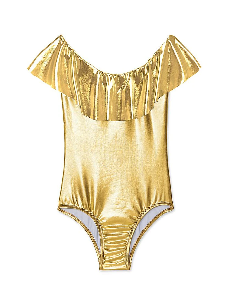 Little Girl's & Girl's Metallic One-Piece Swimsuit