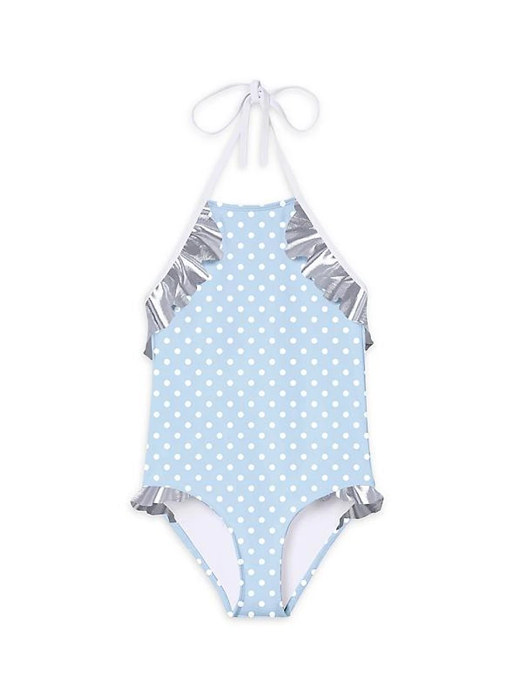 Little Girl's & Girl's Polka Dot Halterneck Swimsuit