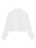 Linen Crop Button-Front Shirt