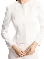 Linen-Blend Peplum Crop Jacket