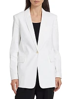 Linen-Blend Single-Button Blazer