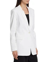 Linen-Blend Single-Button Blazer