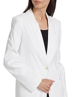 Linen-Blend Single-Button Blazer