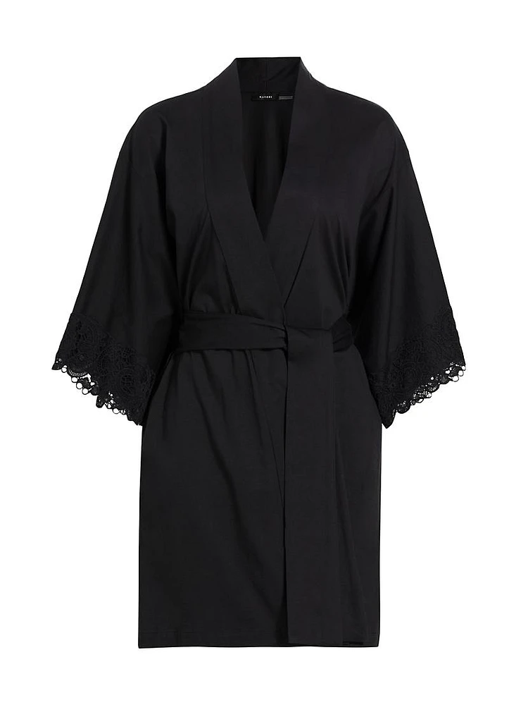 Bliss Harmony Lace-Trimmed Cotton Robe