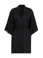 Bliss Harmony Lace-Trimmed Cotton Robe