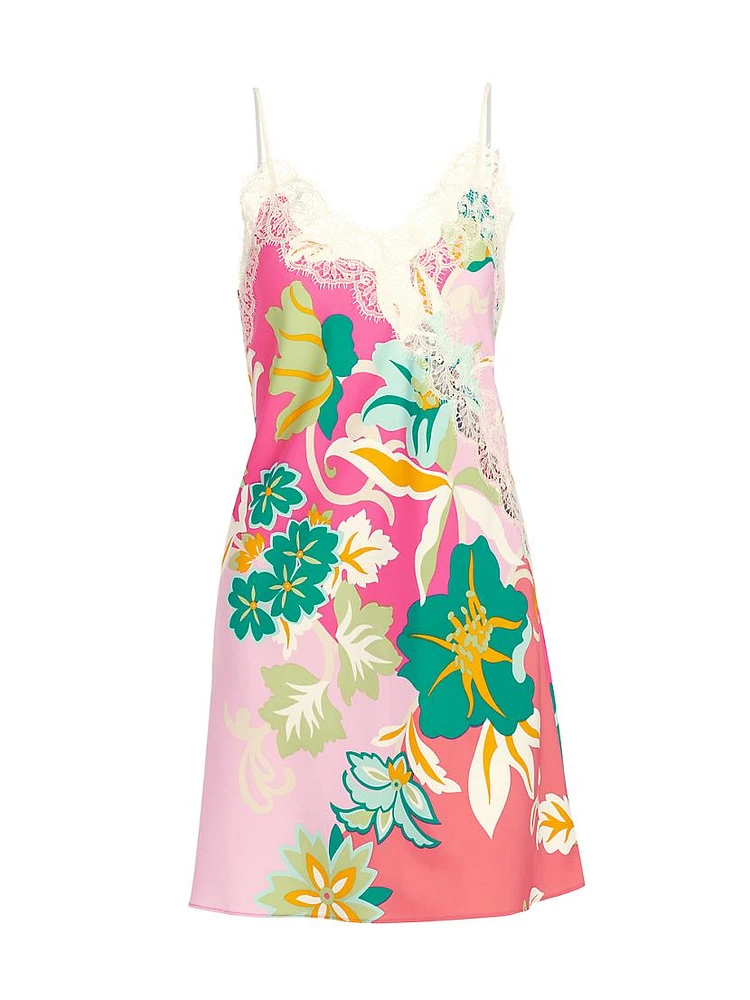 Marbella Patchwork Floral Matte Satin Nightie