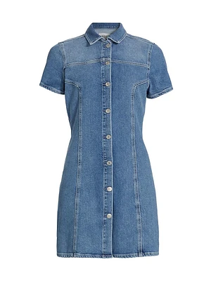 Pasadena Short-Sleeve Denim Minidress