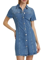 Pasadena Short-Sleeve Denim Minidress