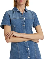 Pasadena Short-Sleeve Denim Minidress