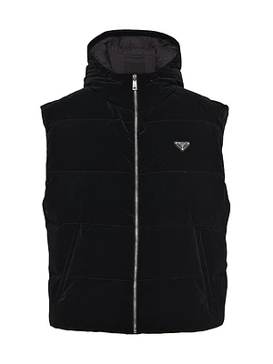 Hooded Technical Fabric Down Vest