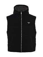 Hooded Technical Fabric Down Vest