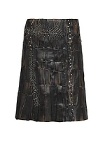 Nappa Leather Patchwork Skirt