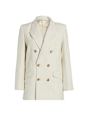 Pinstripe Cotton-Linen Blazer