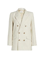 Pinstripe Cotton-Linen Blazer