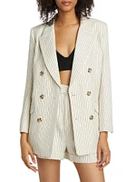 Pinstripe Cotton-Linen Blazer