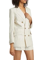 Pinstripe Cotton-Linen Blazer