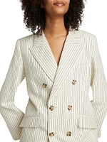 Pinstripe Cotton-Linen Blazer