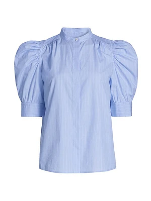 Ruched Puff-Sleeve Shirt