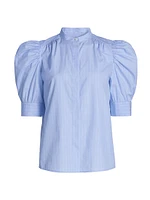 Ruched Puff-Sleeve Shirt