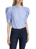 Ruched Puff-Sleeve Shirt