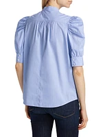 Ruched Puff-Sleeve Shirt