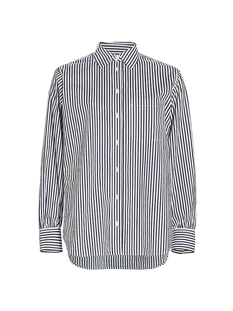 Striped Cotton Oversized Pocket Shirt