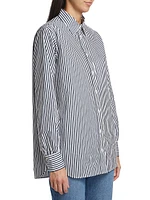 Striped Cotton Oversized Pocket Shirt