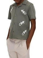 Little Boy's & Thar Gecko Embroidered Cotton Camp Shirt