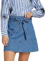 Courtney Belted Denim Miniskirt