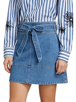 Courtney Belted Denim Miniskirt