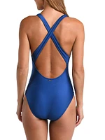 Monaco Lisa Shimmer Plunge One-Piece Swimsuit