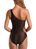 Ava Shimmer Asymmetric One-Piece Swimsuit