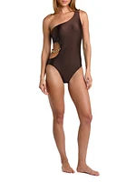 Ava Shimmer Asymmetric One-Piece Swimsuit