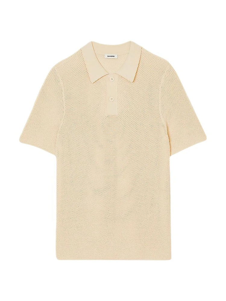 Openwork Knit Polo T-Shirt