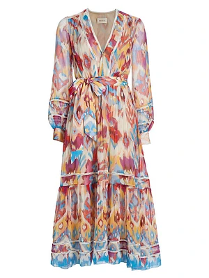 Sierra Watercolor Silk Maxi Dress