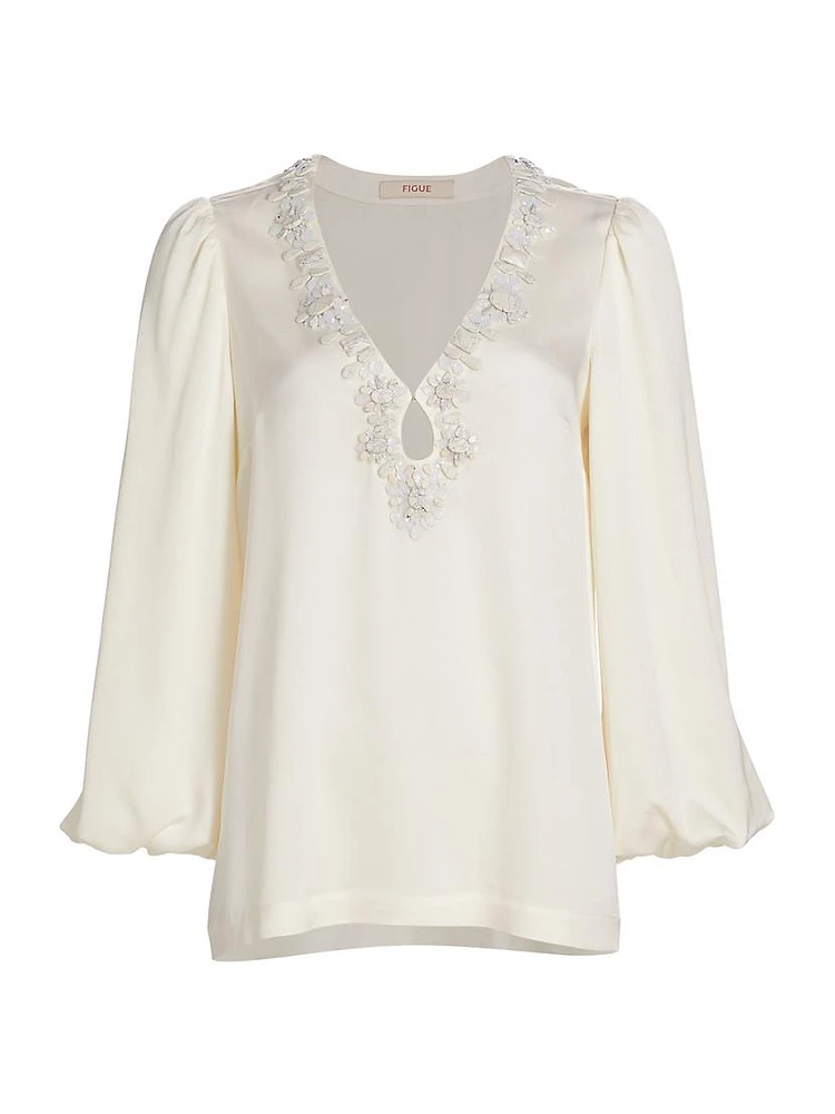 Maude Beaded Keyhole Top