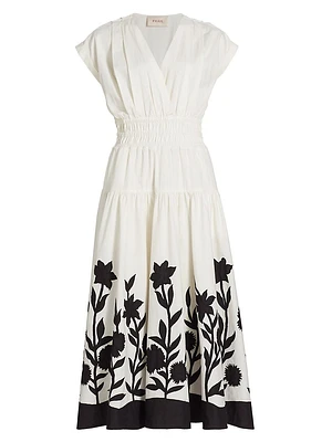 Clarette Cotton Floral Midi-Dress