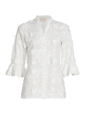 Arielle Cotton Floral Appliqué Top