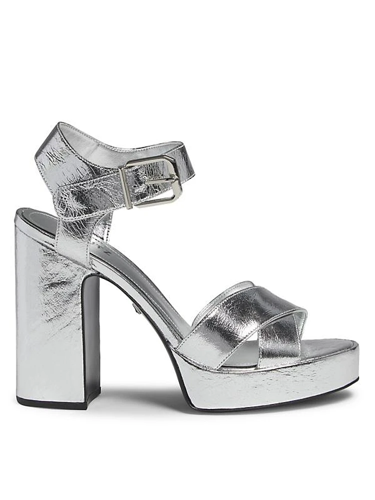 Penelope 101MM Metallic Leather Platform Sandals