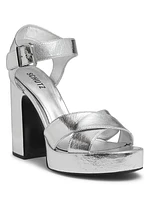 Penelope 101MM Metallic Leather Platform Sandals